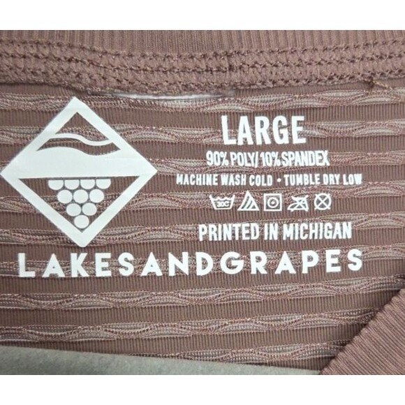 Lakes And Grapes Womens Mesh Stretchy Cropped Long Sleeve Shirt Sz L EUC - Picture 6 of 7